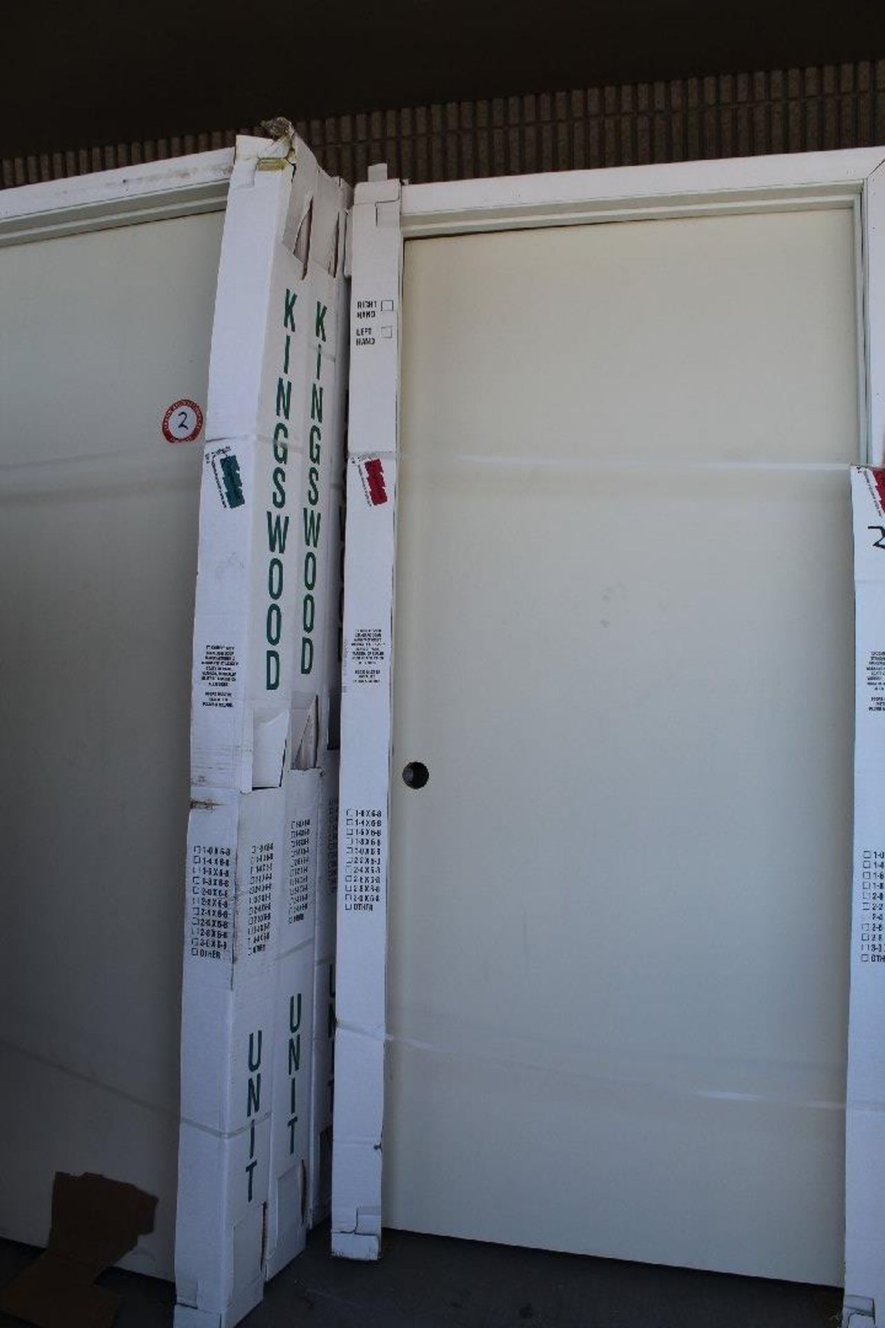 Kingswood 36 Inch Interior doors, Primed White, Quantity of 7 (4 left and 3 Right Hand). LOCATION: