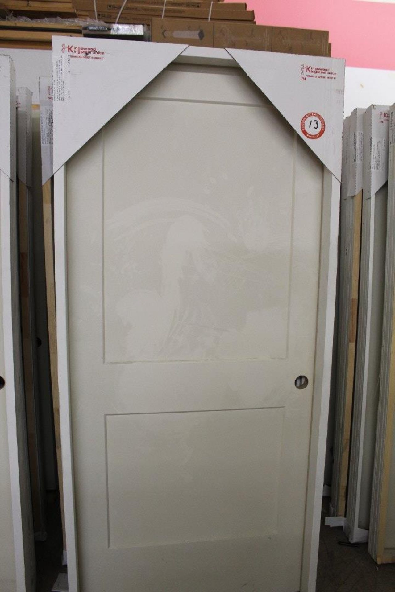 Kingswood Solid Core Transitional doors, Primed White, Quantity of 9 (26in-1 left, 26in-1 Right,