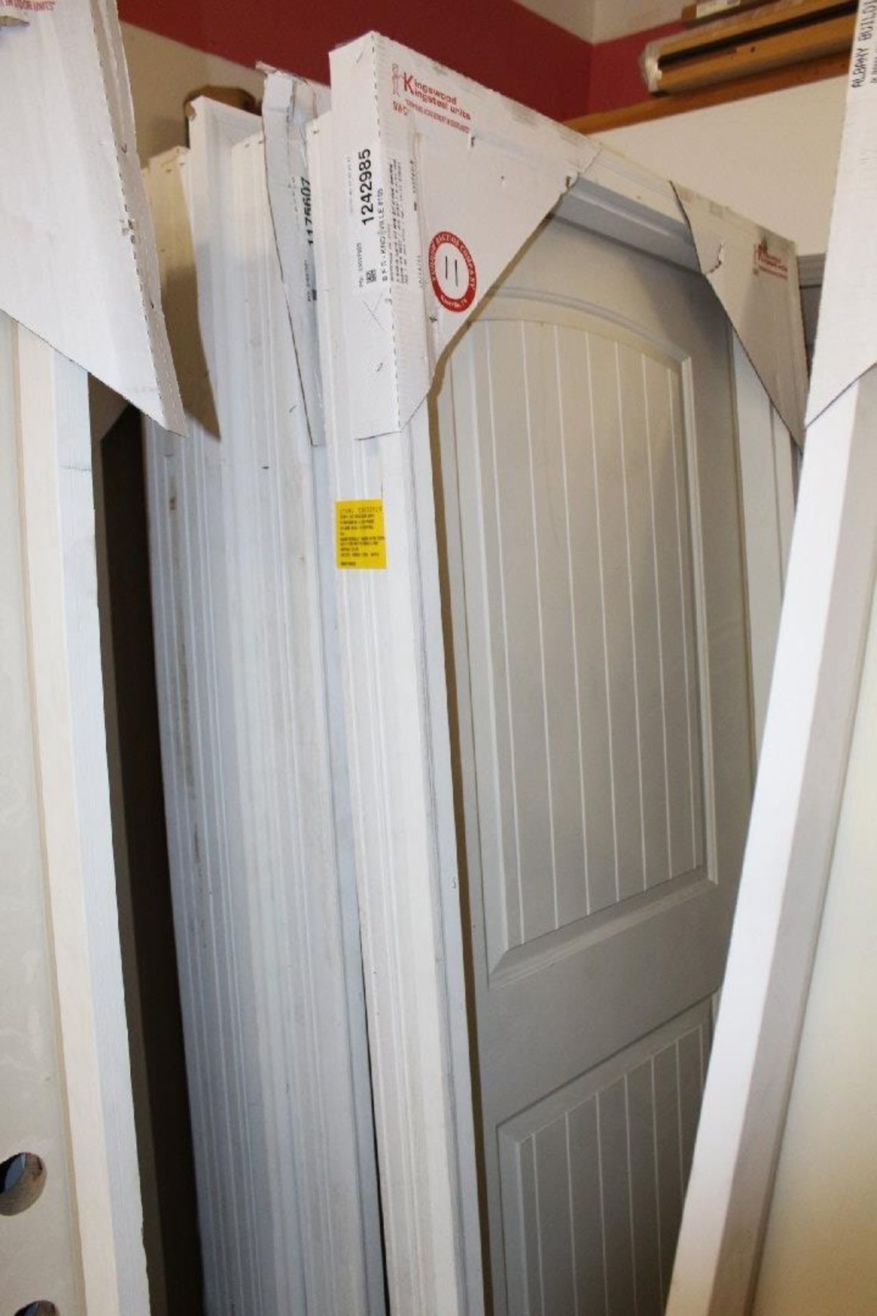 Kingswood 36 Inch Solid Core Transitional doors, Primed White, Quantity of 13 Left. LOCATION: 4313