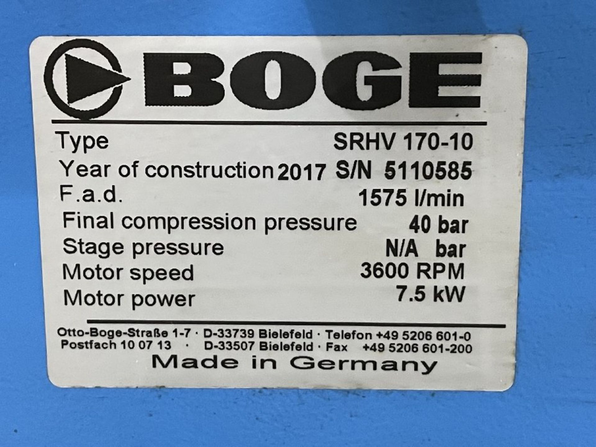 Boge SRHV Series 170-10 10HP Air Compressor - Image 2 of 7