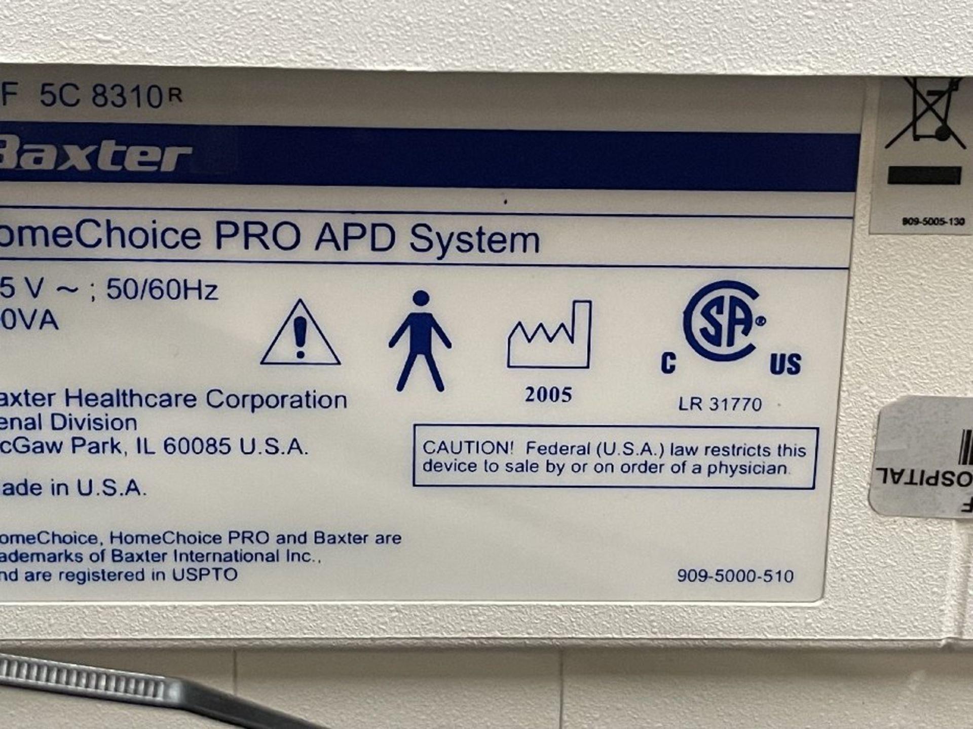 Baxter Home Care Peritoneal Dialysis Machine HomeChoice Pro - Image 3 of 3