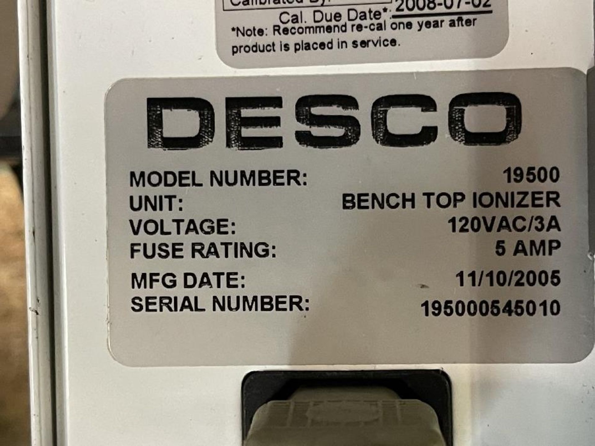 Desco Bench Top Ionizer - Image 2 of 2