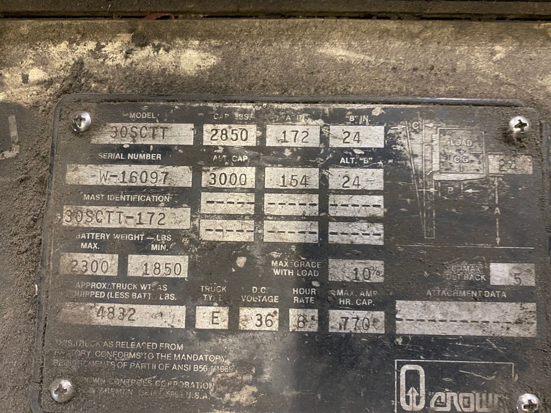 3,000 lb. Crown 30SCTT Electric Forklift - Image 2 of 2