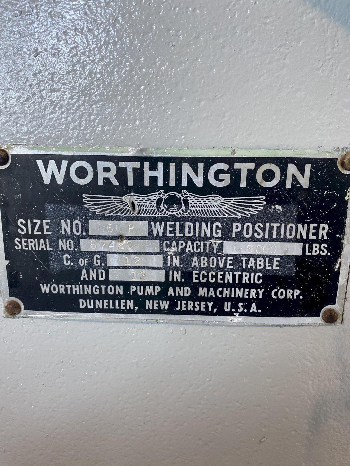 6,000 lb. Worthington 60D Welding Positioner - Image 6 of 7