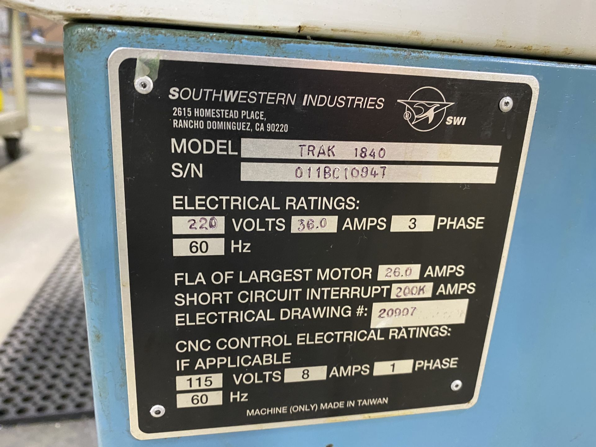 Southwestern Industries ProtoTrak TRL-1840 CSS CNC Lathe - Image 13 of 15