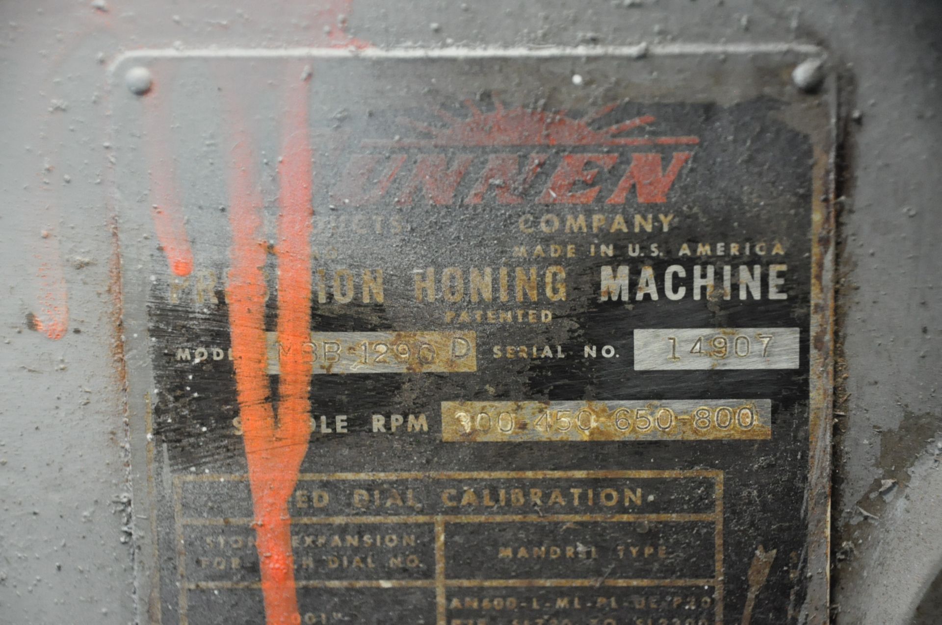 Sunnen Model BB-1290-D Precision Hone Machine, S/n 14907, Foot Pedal Operation, Work Light - Image 3 of 3
