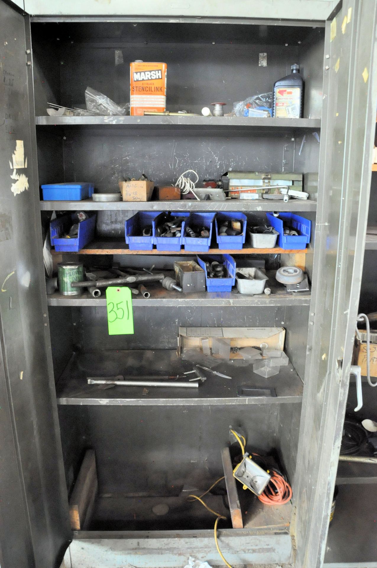 Lot-Various Maintenance Parts with Cabinets and Shelving in (1) Row - Image 4 of 7