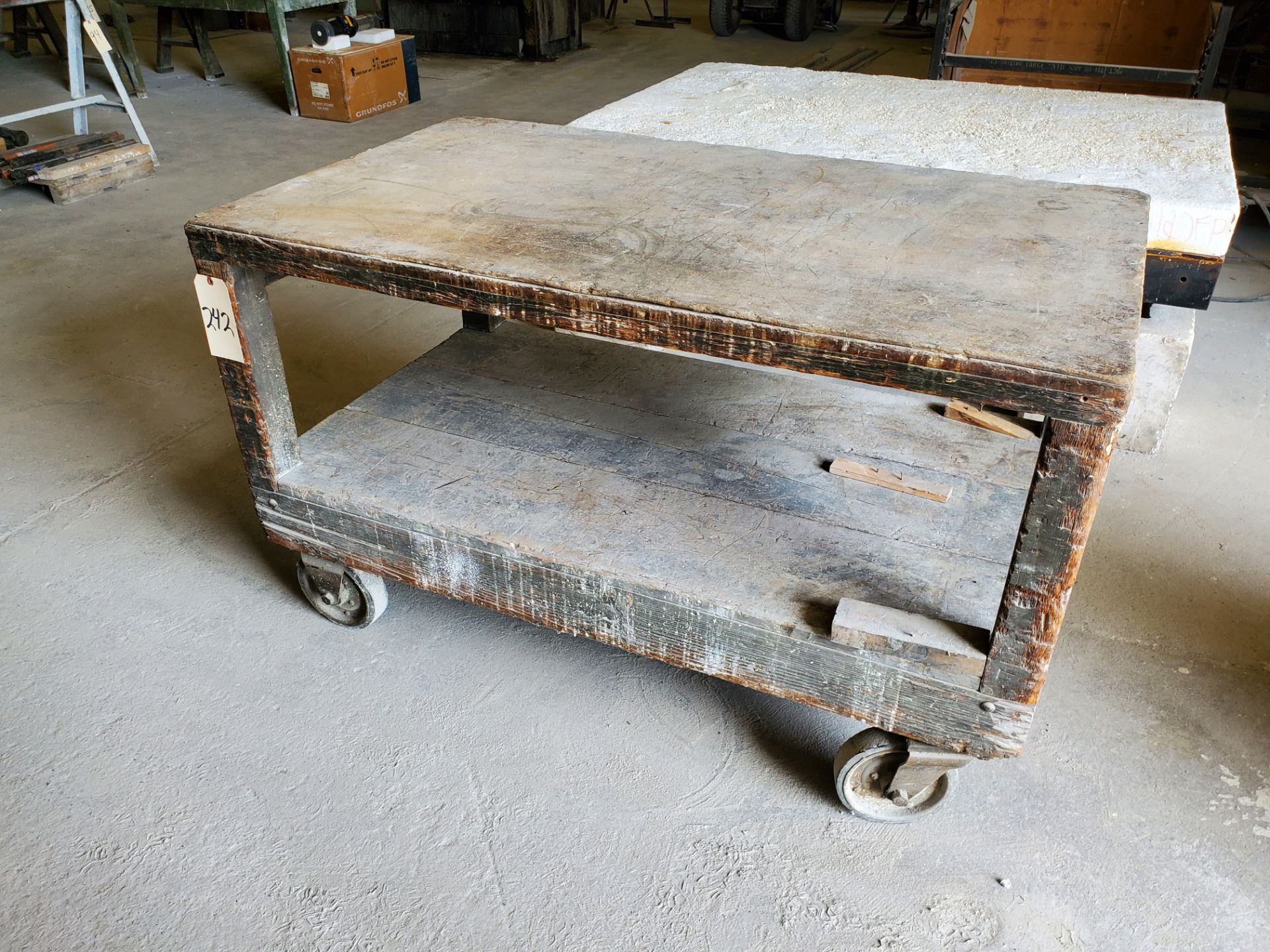 34" x 60" 2-Tier Wooden Shop Cart