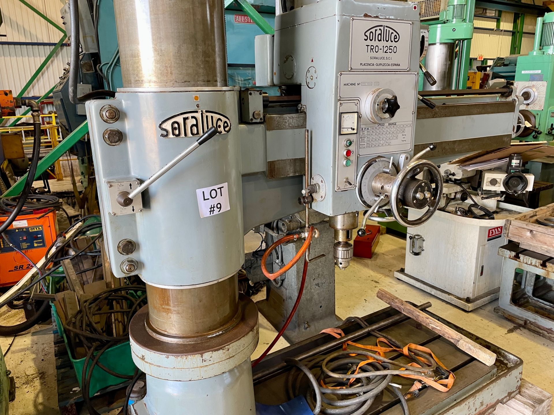SORALUCE RADIAL DRILL, MDL TRO-1250-15030, S/N 3195 1028, 48'', LOCATION, MONTREAL, QUEBEC