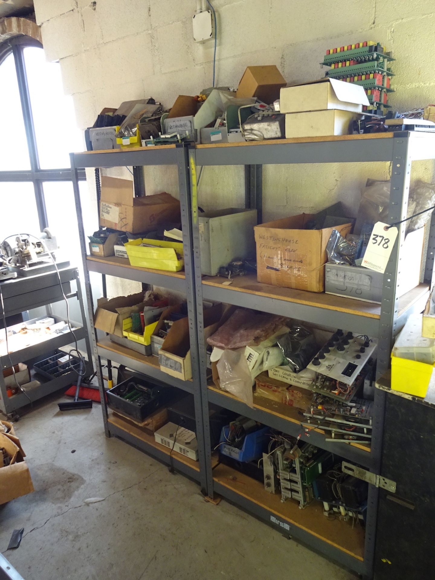 LOT: Assorted Elevator Circuit Boards (includes shelving)