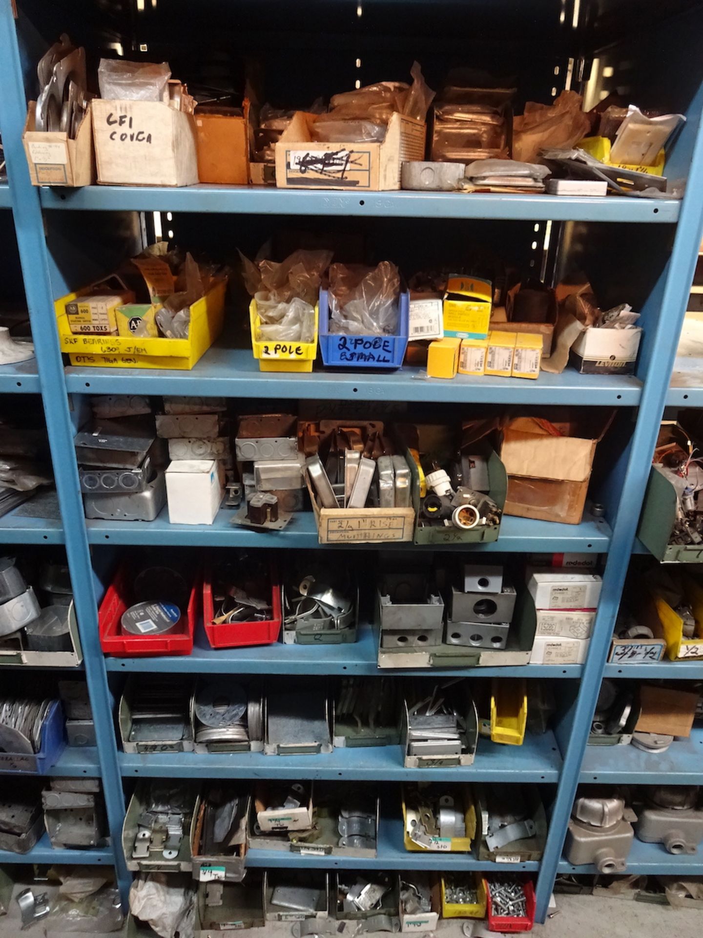 LOT: Assorted Electrical Parts on (6) Sections Shelving (includes shelving) - Image 2 of 4