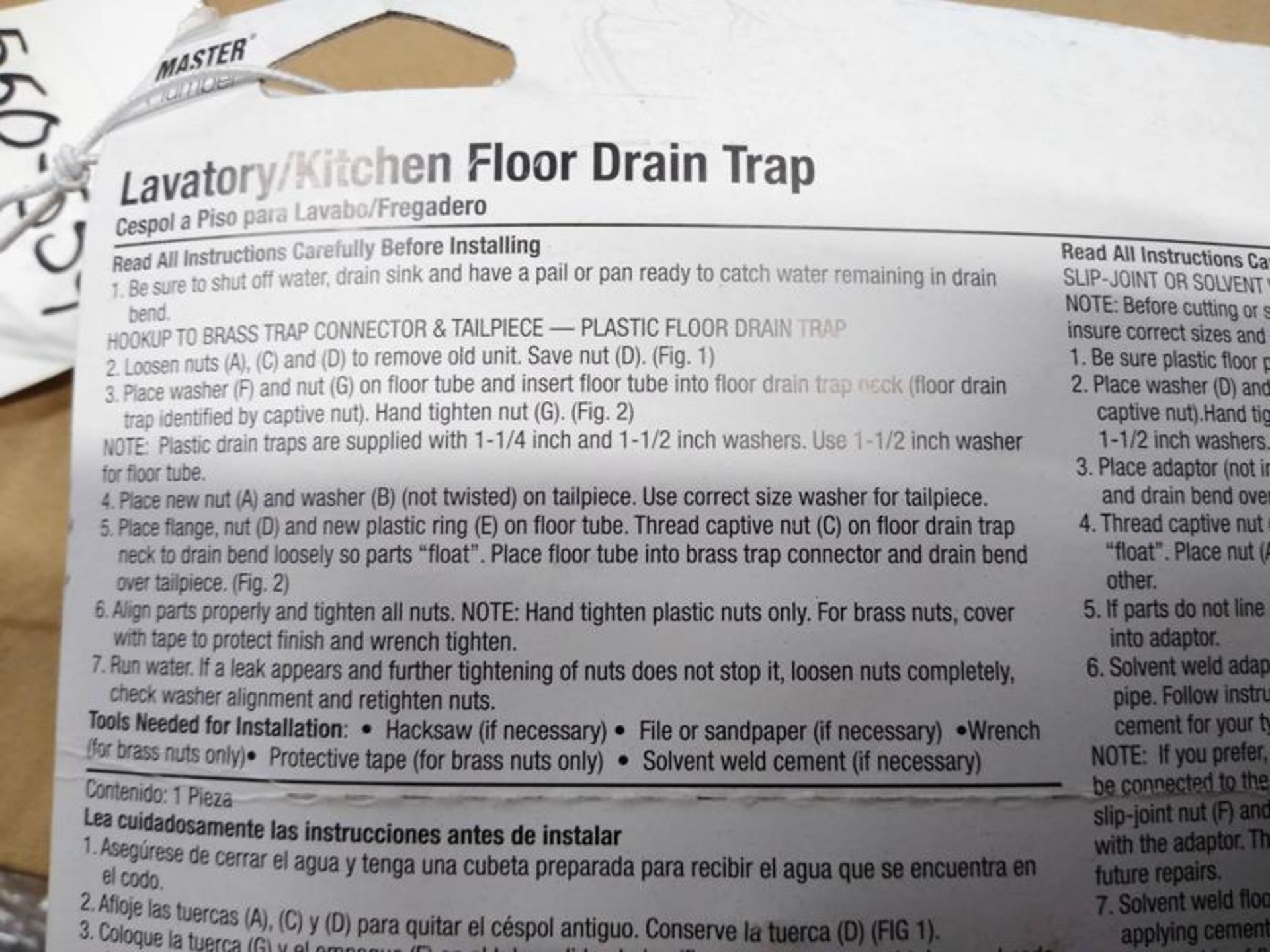 LOT OF 100 MASTER PLUMBER LAVATORY / KITCHEN FLOOR DRAIN TRAP - Image 5 of 8
