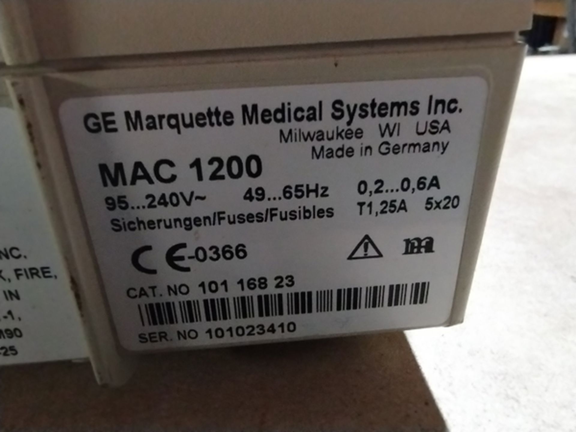 GE MARQUETTE MEDICAL SYSTEMS INK EKG ECG MACHINE MAC 1200 - CAT # 10116823 - Image 4 of 4