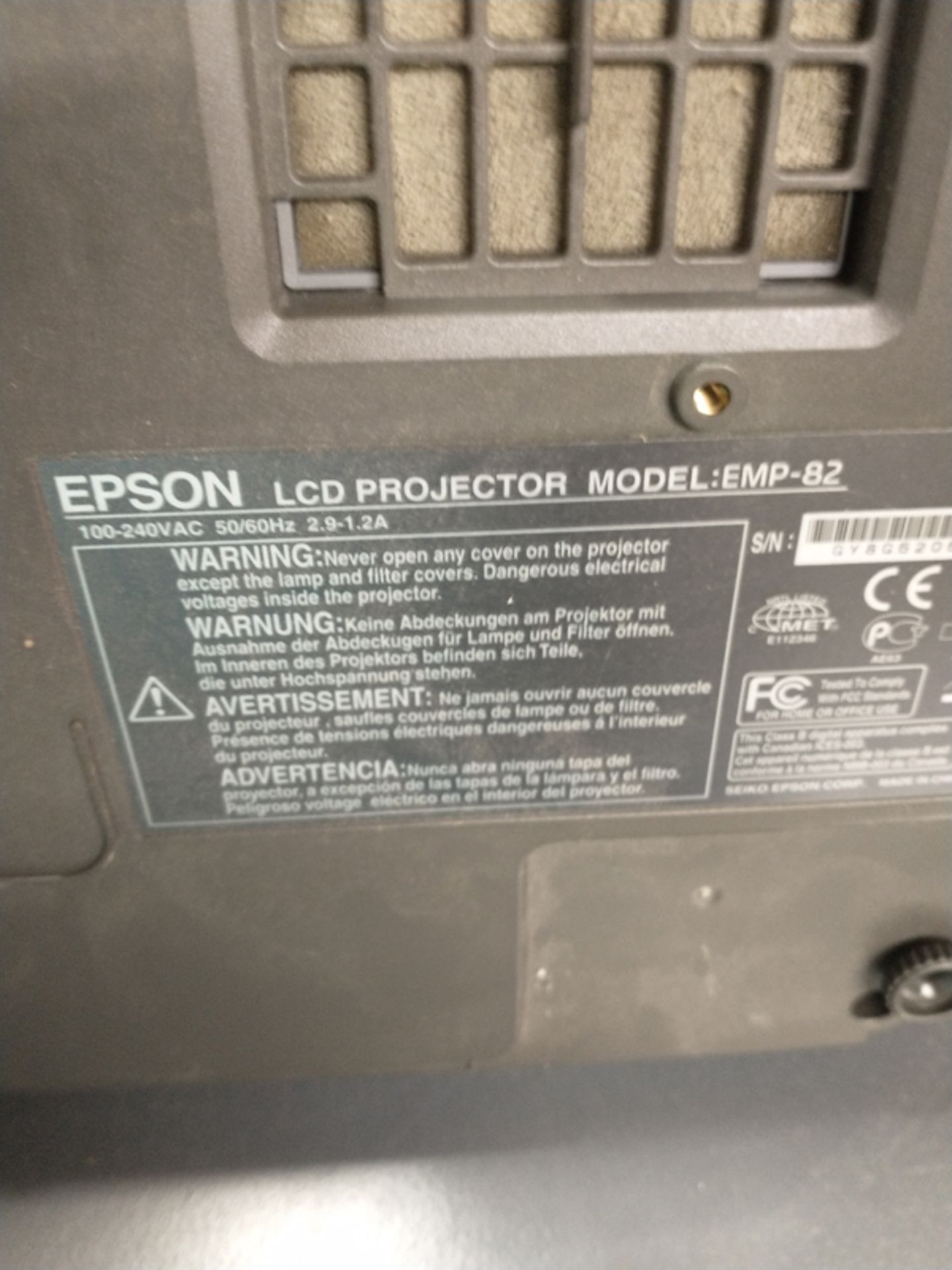 EPSON POWERLITE 82C PROJECTOR - Image 4 of 4