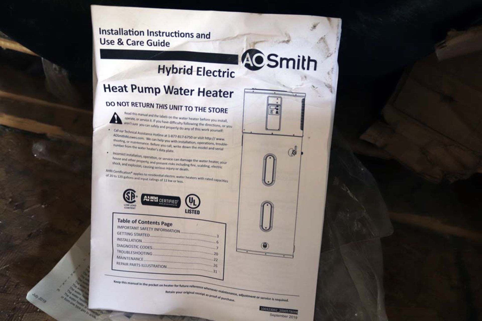 AO Smith Hybric Electric Heat Pump Water Heater