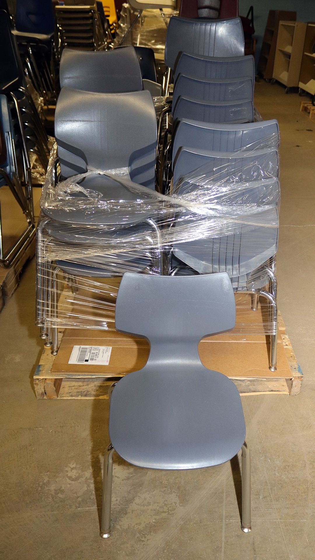 Lot of (20) Gray Stackable chairs, large