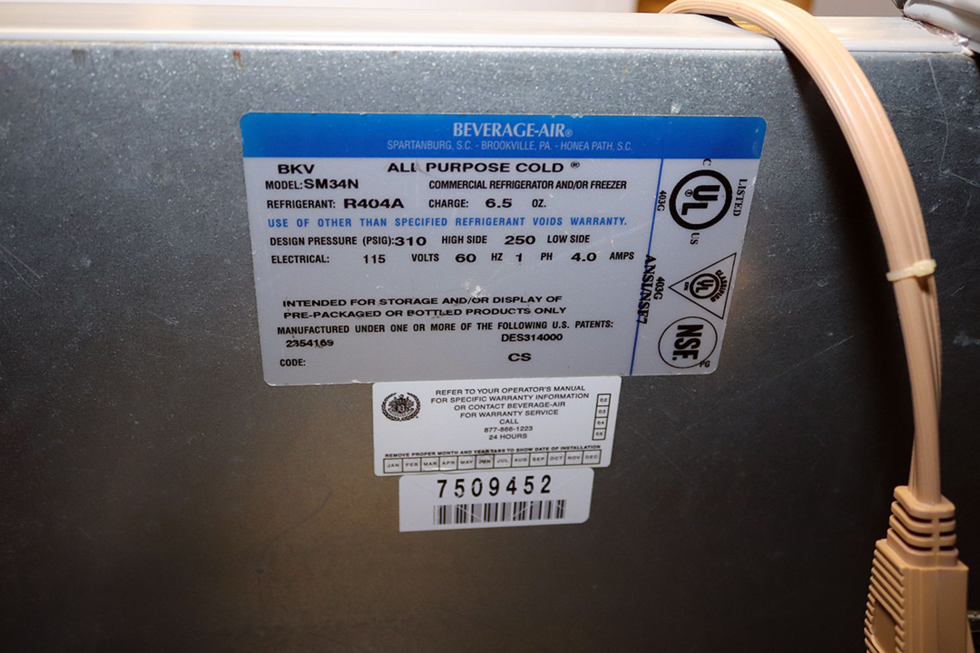 Beverage Air Model SM34N Milk Cooler, Single phase - Image 3 of 3