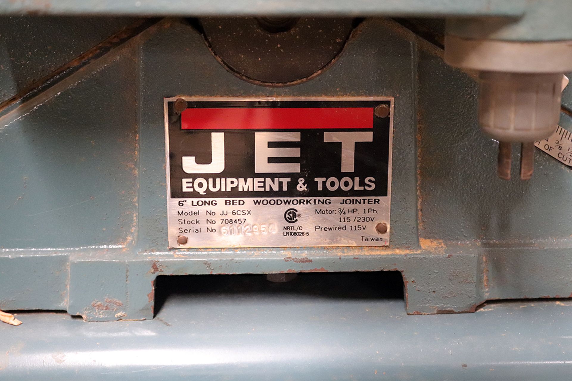 JET 6" jointer, model JJ-6CSX, 3/4 hp, single phase - Image 3 of 7