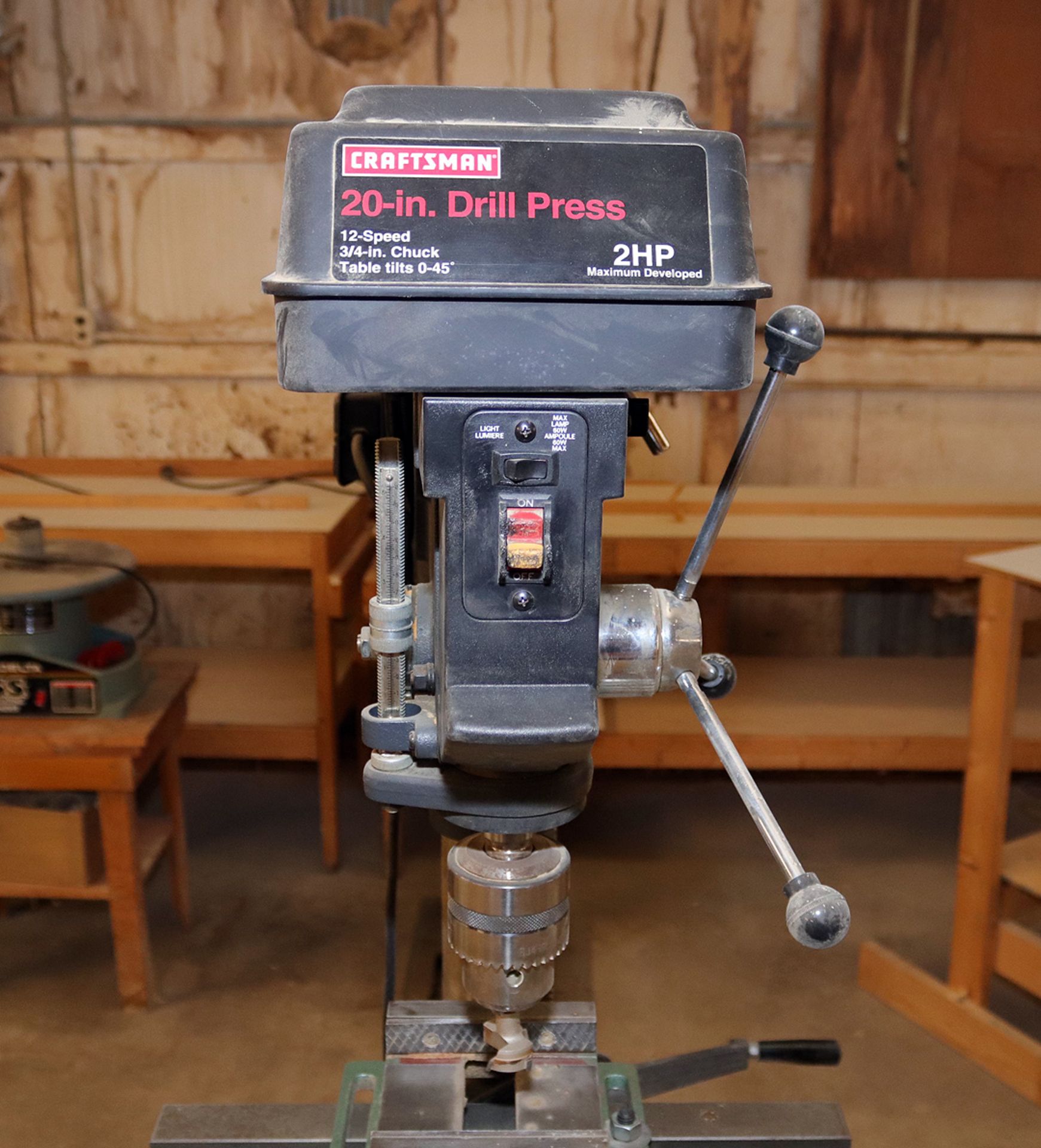 Craftsman 20" 2hp floor model drill press with vises, excellent - Image 2 of 6