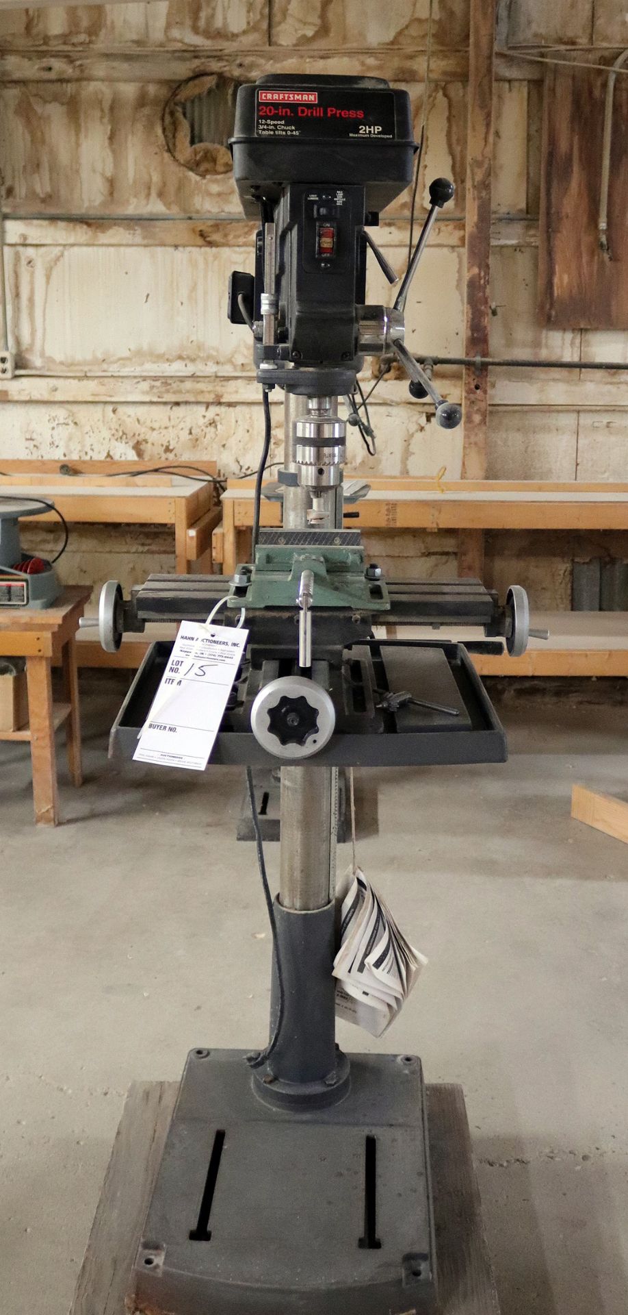 Craftsman 20" 2hp floor model drill press with vises, excellent