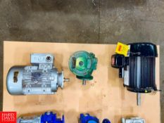 Assorted Motors and Drive Including: Nord 3 HP 1750 RPM Nema 5 HP 3550 RPM and Master Power Trans