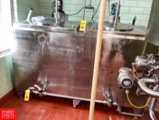 2 Compartment x 300 Gallon S/S Flavor Tank with Vertical Agitators - Rigging Fee: $500