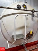 2,100 Gallon S/S Refrigerated Horizontal Tank, with Vertical Agitator - Rigging Fee: $2500