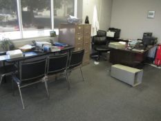 (12+ pcs) Office Furniture Consisting of: (1) 595 x 335" Solid Wood Desk; (1) 45 x 25' Desk; (1) 5 x