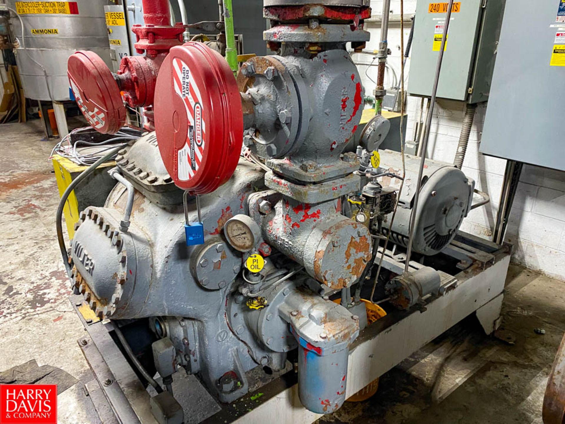 Vilter 4-Cylinder Ammonia Compressor, with 75 HP 1,775 RPM Motor - Rigging Fee $800