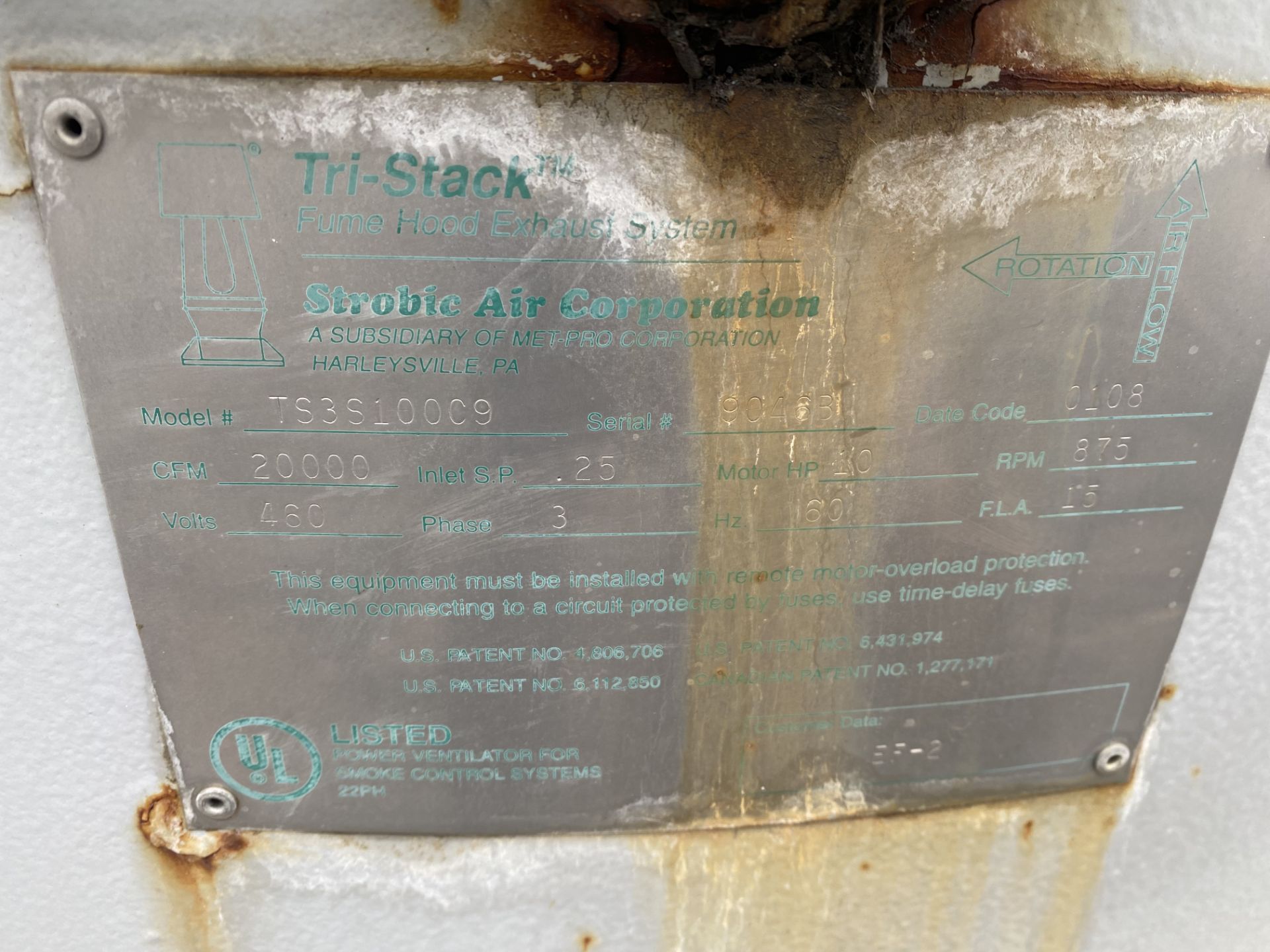 Strobic Air Exhaust Fan, Model:TS3S100C9 - Rigging Fee: $500 - Image 2 of 2