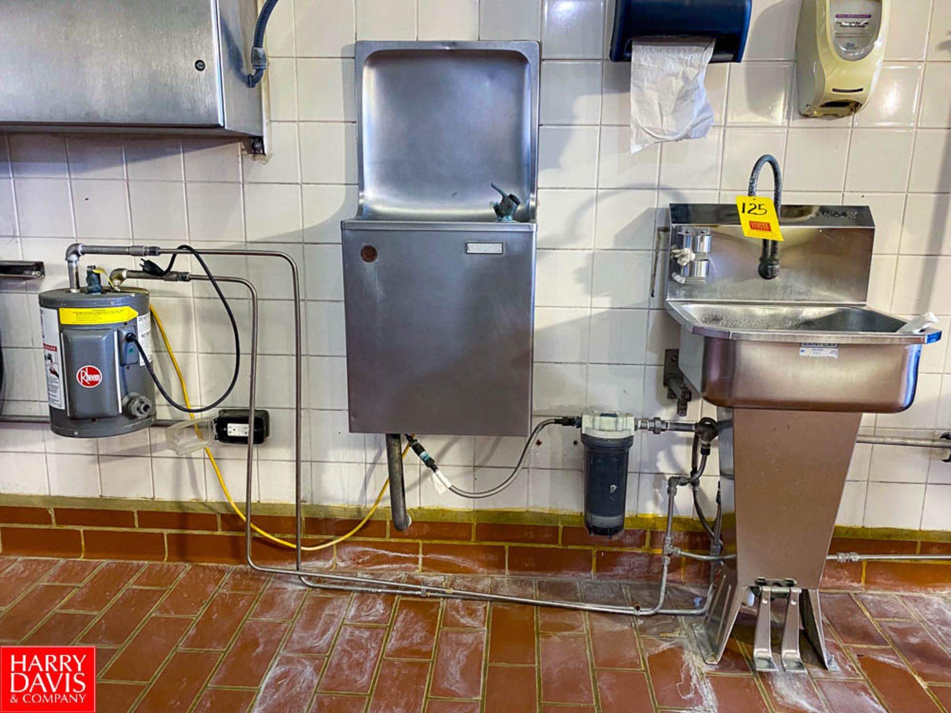 S/S Hand Sink with Foot Control, Rheem Water Heater and Drinking Fountain - Rigging Fee: $200