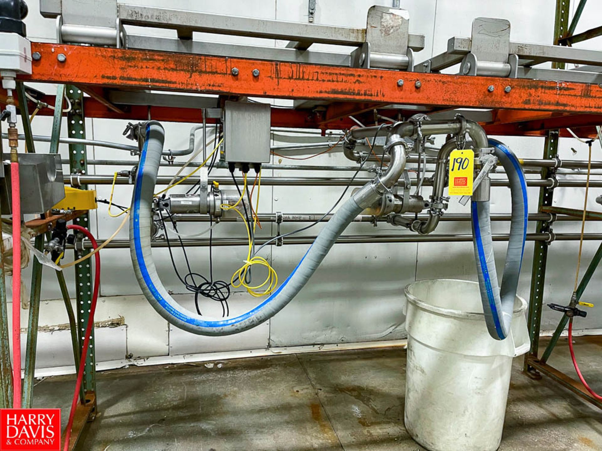 Cream Unloading System, with Waukesha Cherry-Burrell Air Valves and (2) S/S Racks - Rigging Fee: $