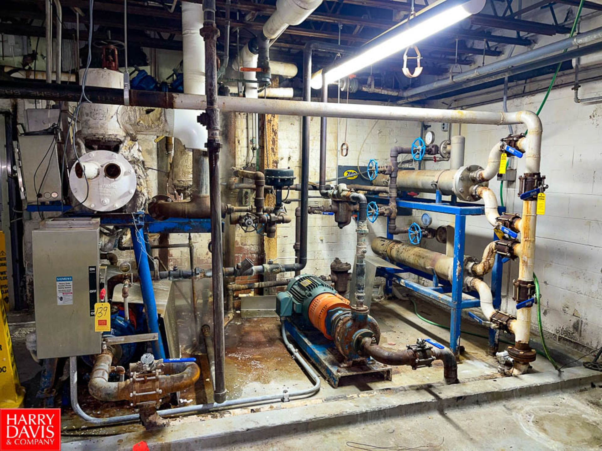 (2) Shell and Tube Heat Exchangers, with (2) Hot Water Circulating Pumps - Rigging Fee: $100 - Image 2 of 5