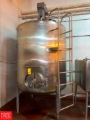 Cherry-Burrell 1,500 Gallon S/S Single Shell Tank with Vertical Agitation - Rigging Fee: $2200