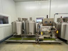 2016 Technogel Mixworking 600 with (2) 600 Liter (158.5) Gallon Pasteurization Tanks with Agitation