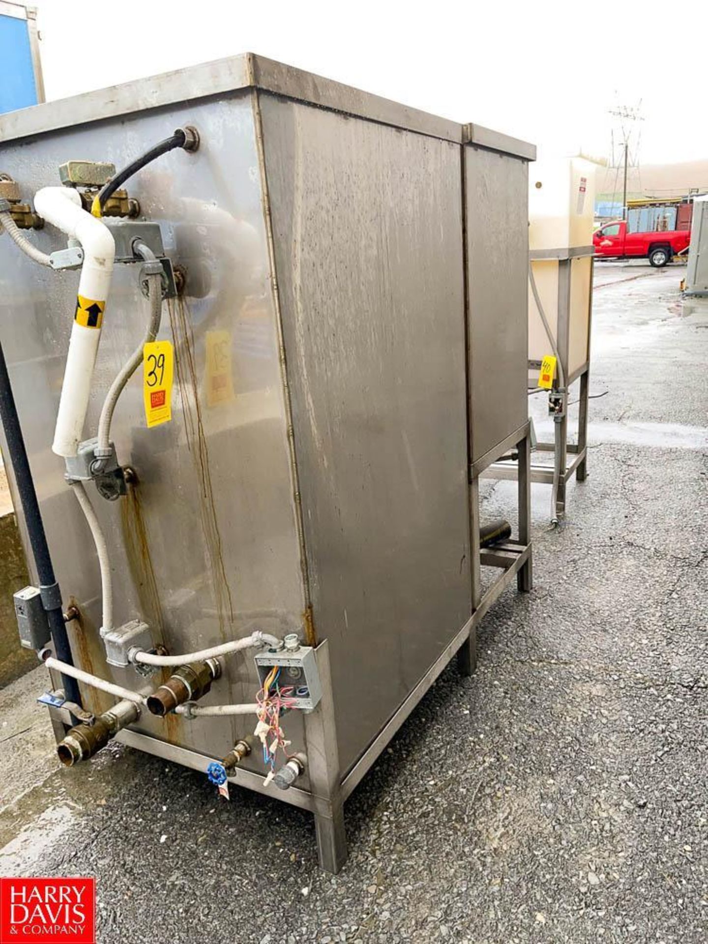 (2) Approx. 200 Gallon and 100 Gallon S/S Skid Mounted Tanks with Pump - Rigging Fee: $250