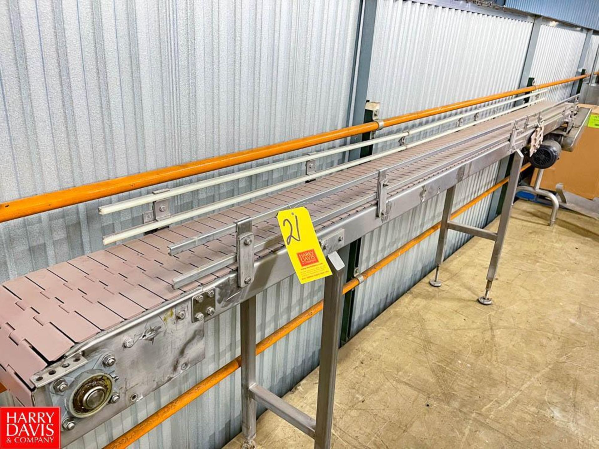 S/S Frame Product Conveyor with Drive and Plastic Tabletop Chain, Dimensions= 154" Length x 10" Widt