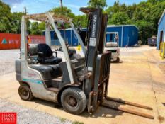 Nissan 2,900 LB Capacity, Propane Fork Lift, Model: MP1F1A18LV with Spare Propane Tank