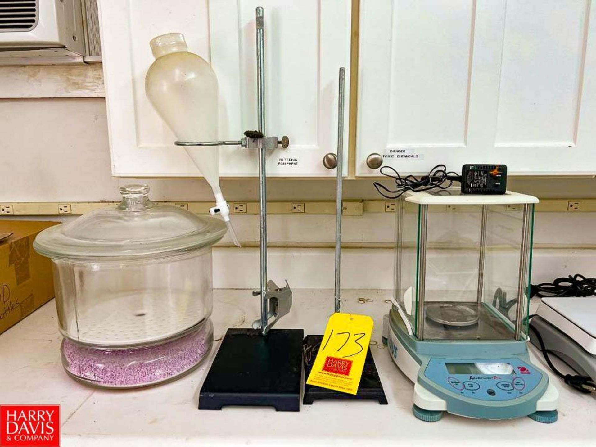 (2) Bunsen Burner Stands, Ohaus Adventurer Pro Scale, (2) VWR Stirrers, Hach DRB200 and Phipps &