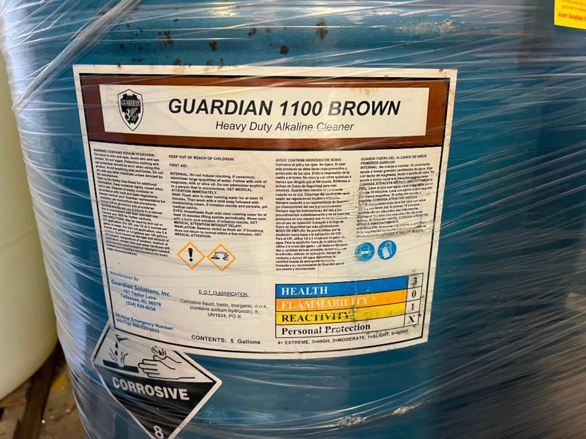 55 Gallon Barrels Guardian 1100 Brown Heavy Duty Alkaline Cleaner - Image 3 of 4