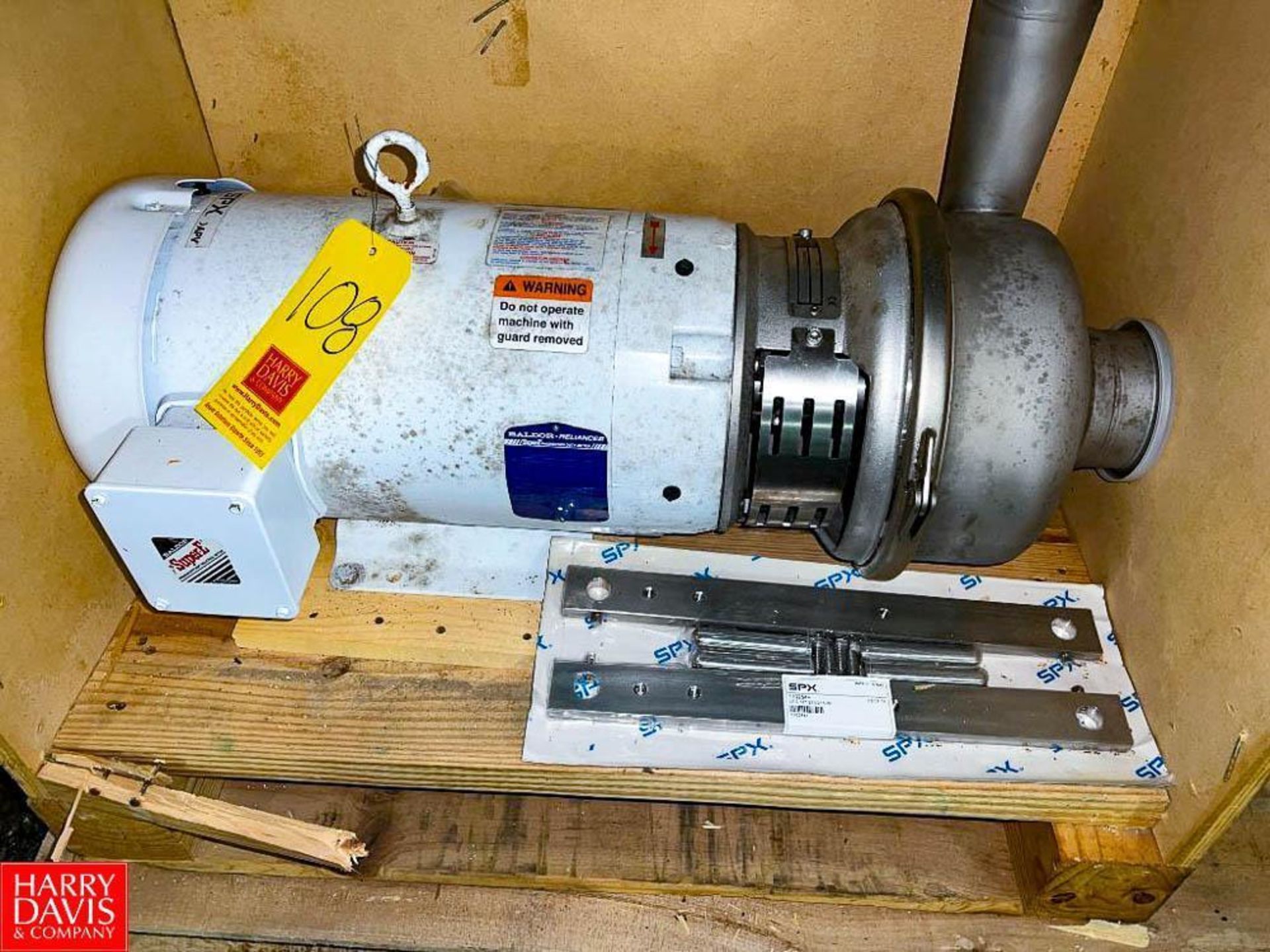 SPX CP, Model: W+ 30/120 with 15 HP 3,500 RPM Motor, 4" x 3" Head, Clamp-Type and New S/S Base Attac