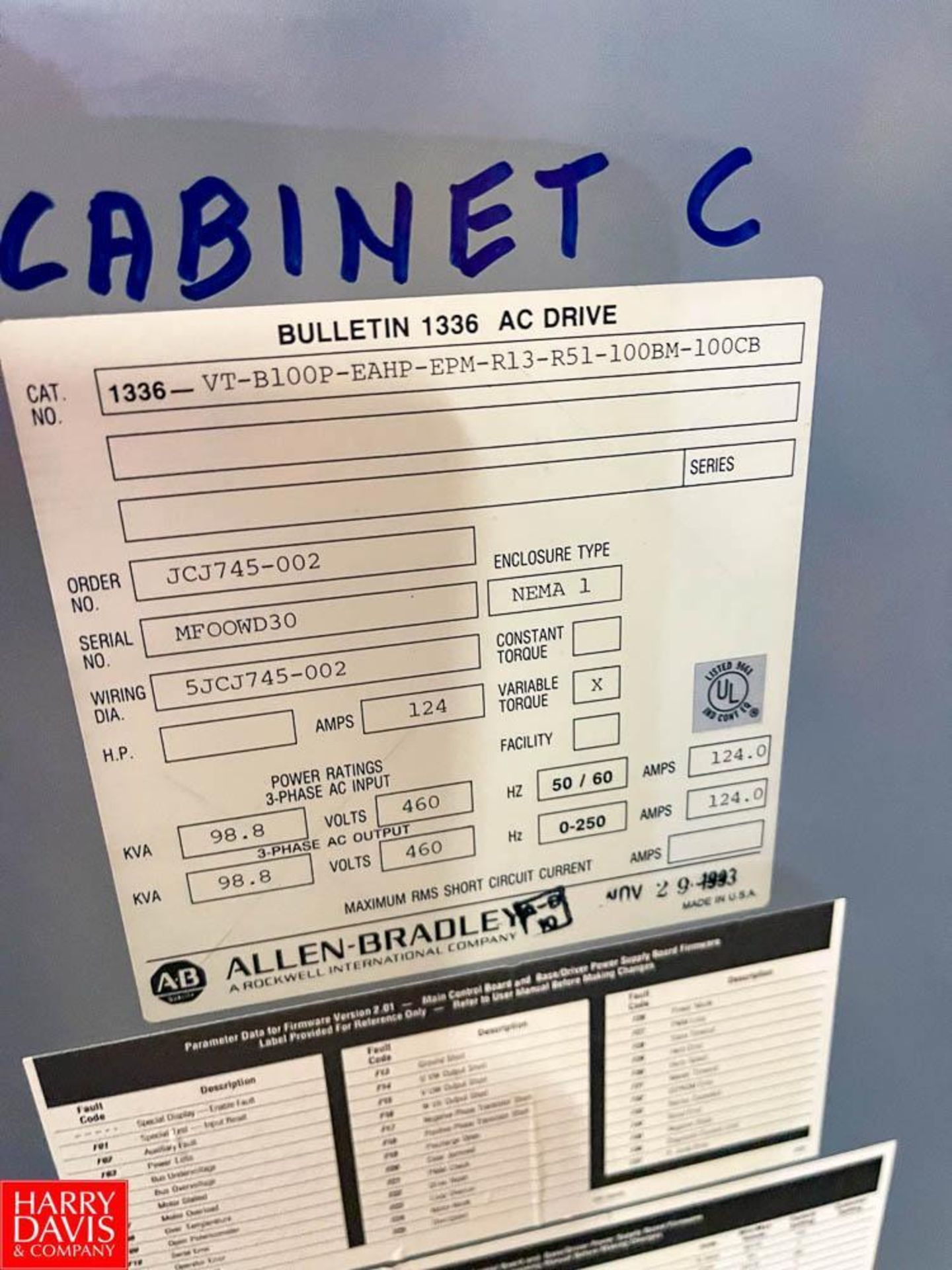 Allen-Bradley Constant Torque Variable-Frequency Drive, Model: 136VT with Enclosure, Catalog Number: - Image 2 of 3