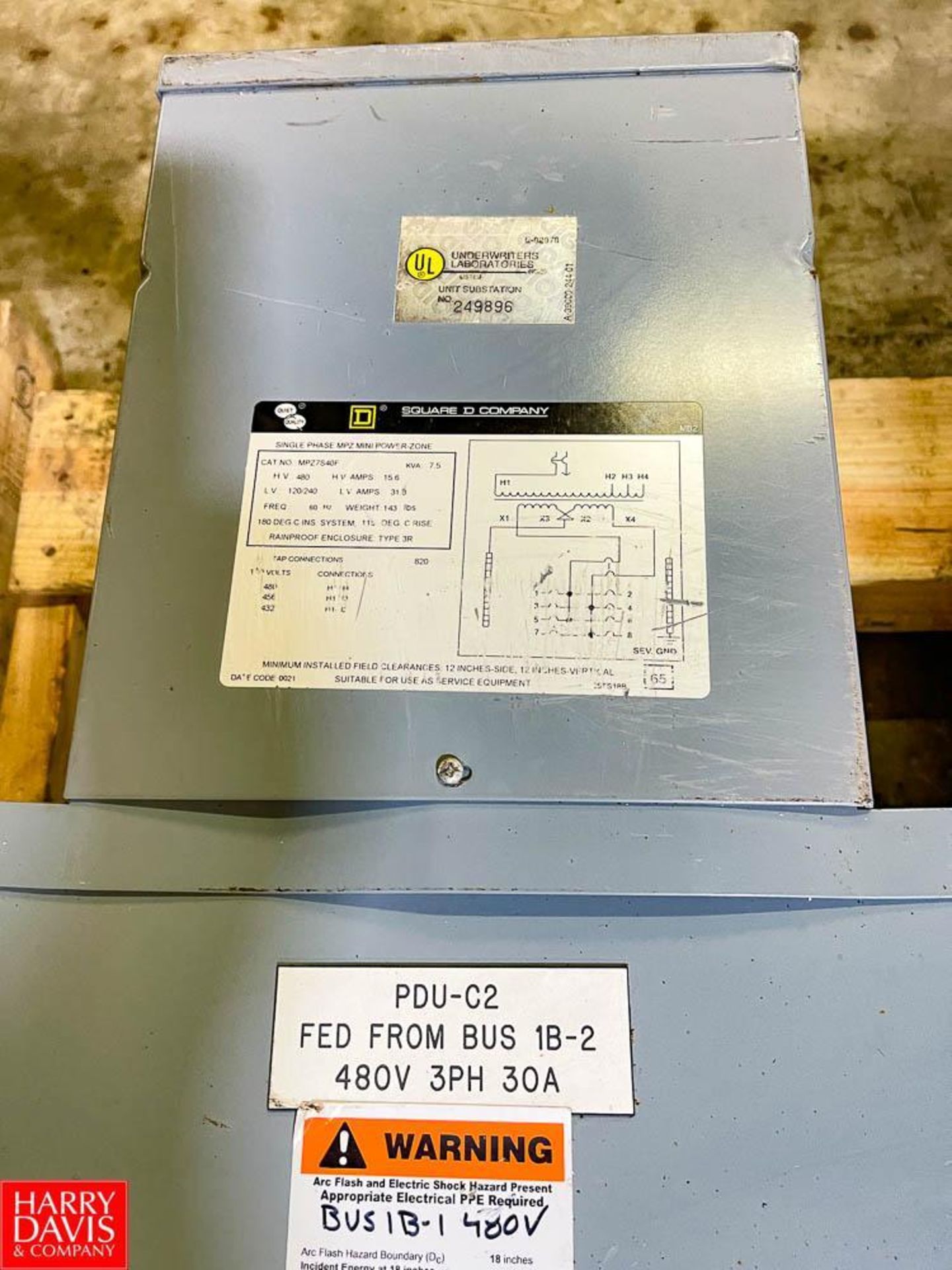 (2) Square D 7.5 kVA 120/480 Volt Transformers, 1-Phase Mini Power Zone with (4) Daykin Disconnects - Image 2 of 2