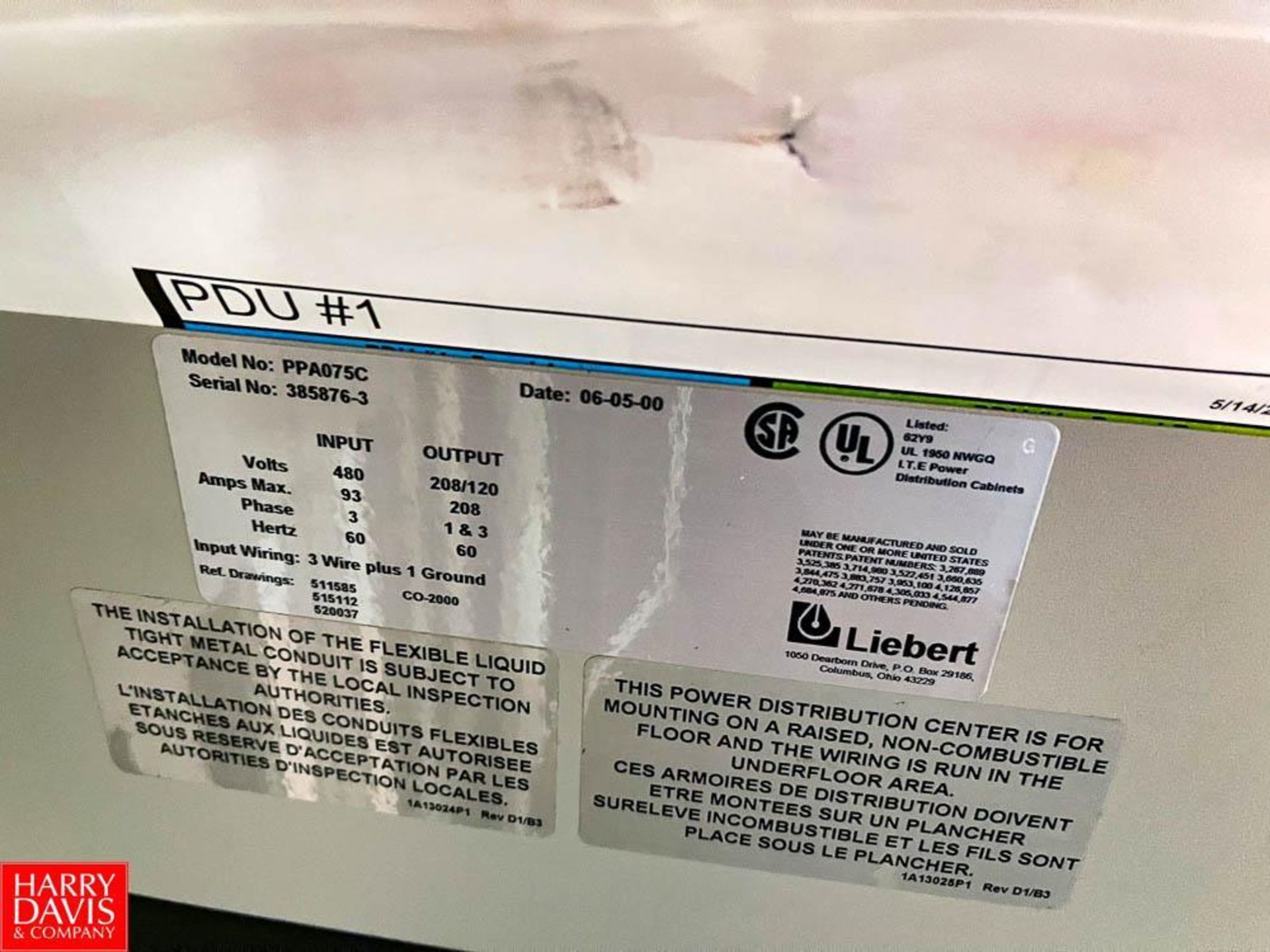 Emerson Network Power Panel with Liebert Precision Power readout 480 Volt Input, 208/120 Output, 1 a - Image 2 of 3