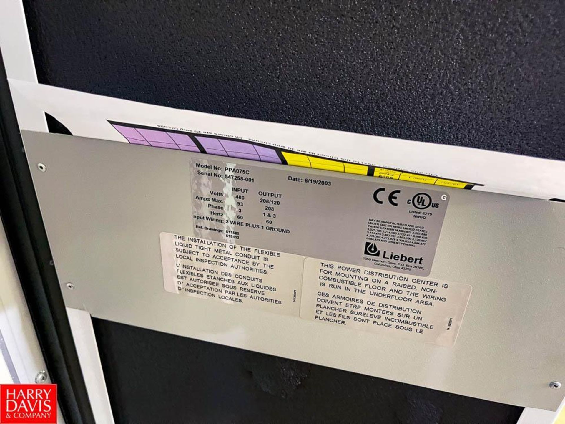 Emerson Network Power Panel with Liebert Precision Power readout 480 Volt Input, 208/120 Output, 1 a - Image 2 of 3