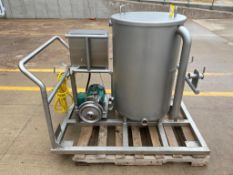 65 Gallon S/S Tank with Centrifugal Pump and Mounted on S/S Skid with Controls (Location: Fall Creek