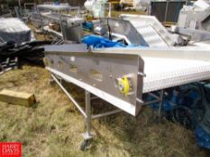 S/S Incline Belt Conveyor: 36" Width Flat Plastic Belt: 9' Length Infeed at 16", Discharge at 42" on