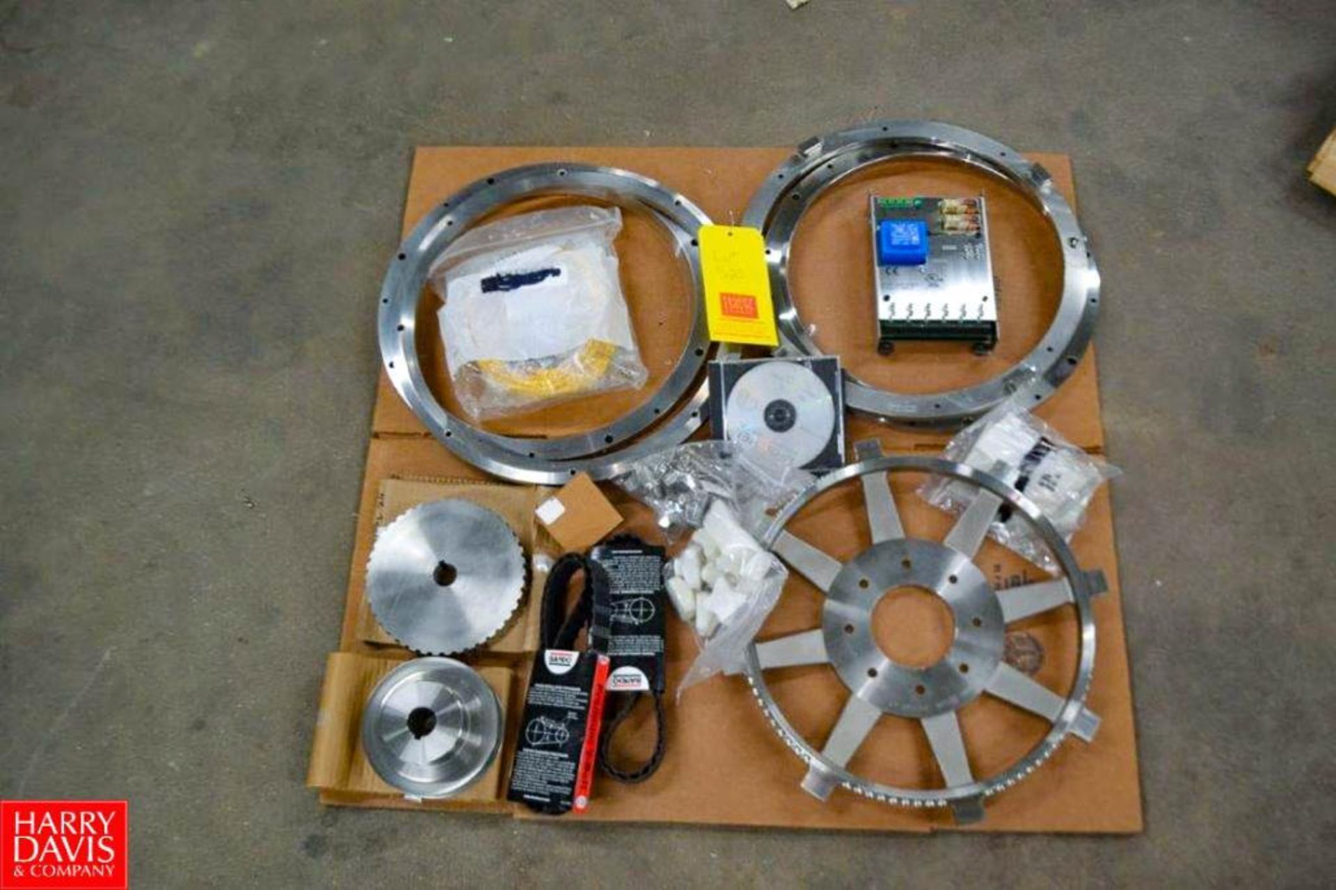 Urschel Parts Includes (4) Support Adapter Rings, (1) Cutting Head Locking Ring, (2) Timing Pulleys,