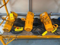 Harrington 1 Ton Electric Hoists with Controls (Location: Montfort, WI) - Rigging Fee: $200