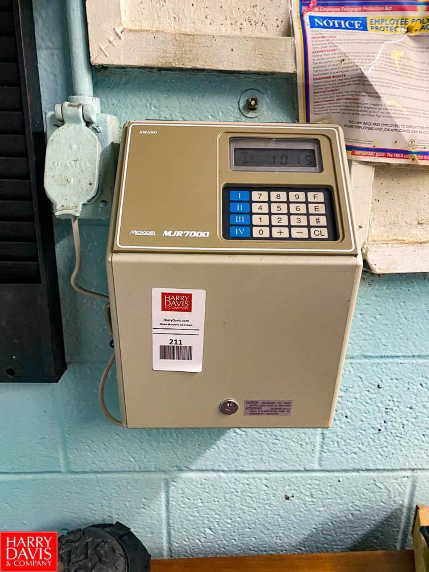 Microder Time Clock, Model: MJR 7000 - Rigging Fee: $75